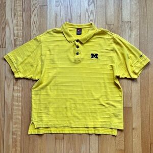 Vintage Y2K Michigan Wolverines Nike Mens Short Sleeve Polo Shirt XL Yellow